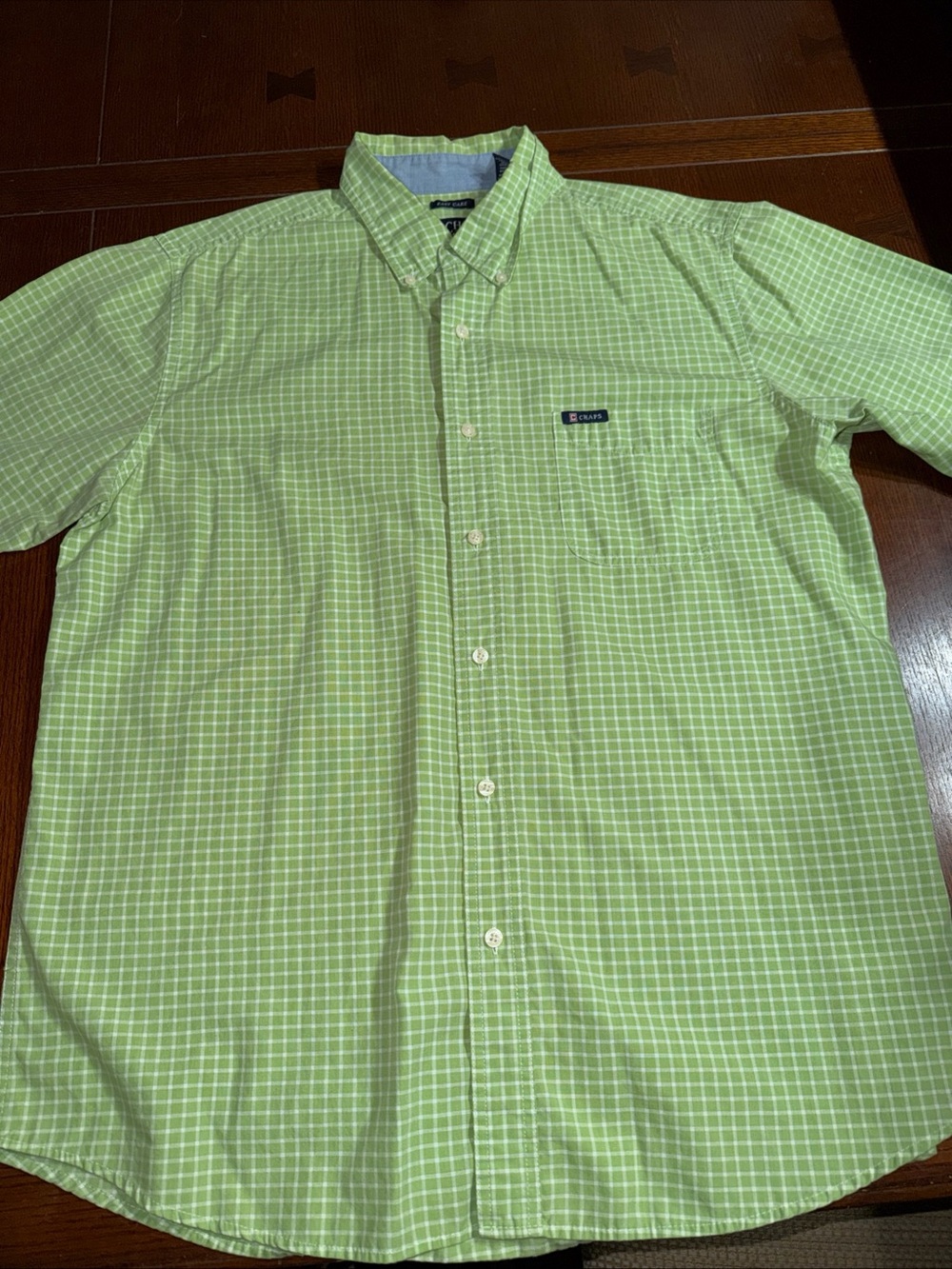 Chaps Men's Light Green Windowpane Button-Down Shirt